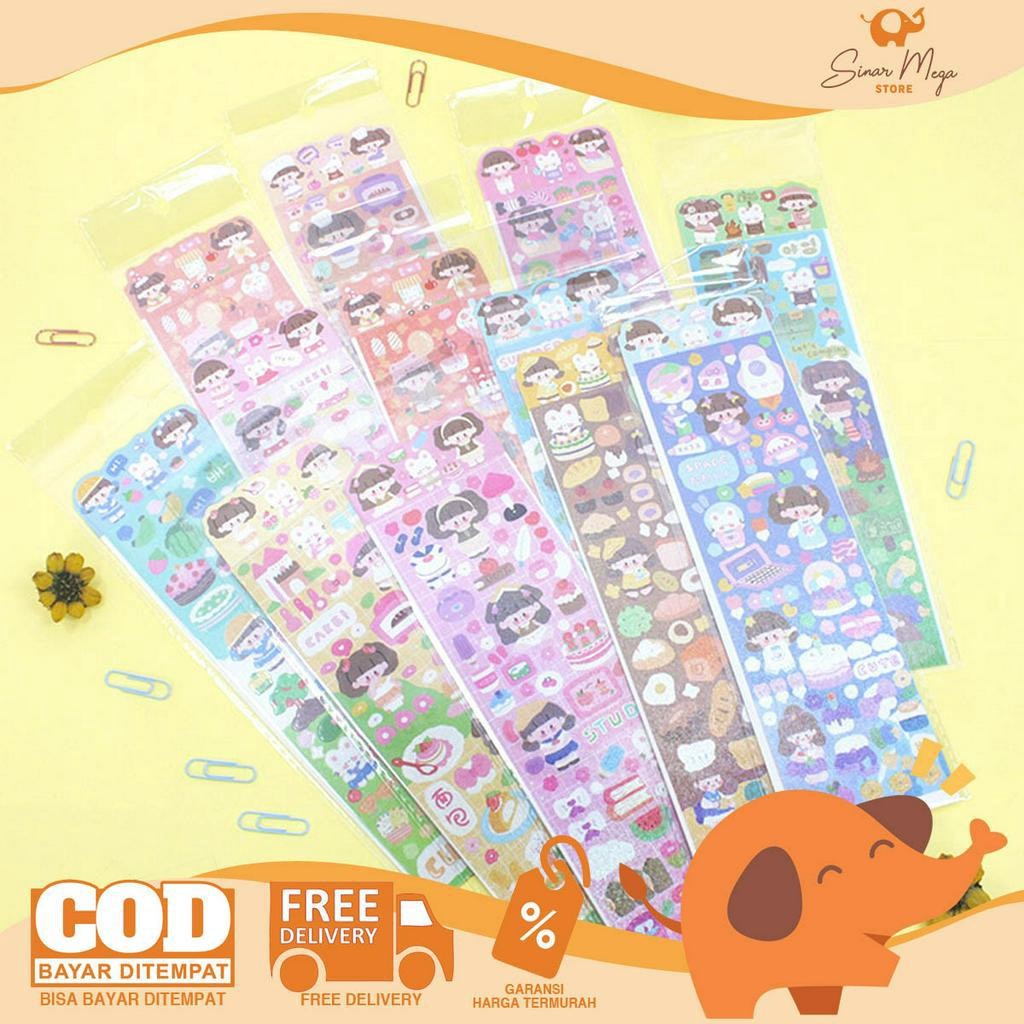 

Cute Girl Activity Hologram Diary Deco Stickers / Sticker Tempel Hologram Gambar Motif Lucu