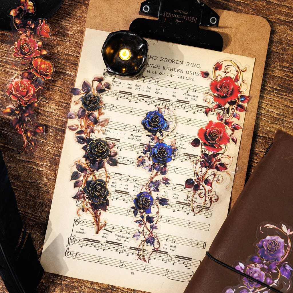 

Rose Opera Series Vintage Gothic Flower Landscaping PET Sticker Creative DIY Journal Material Collage Stationery