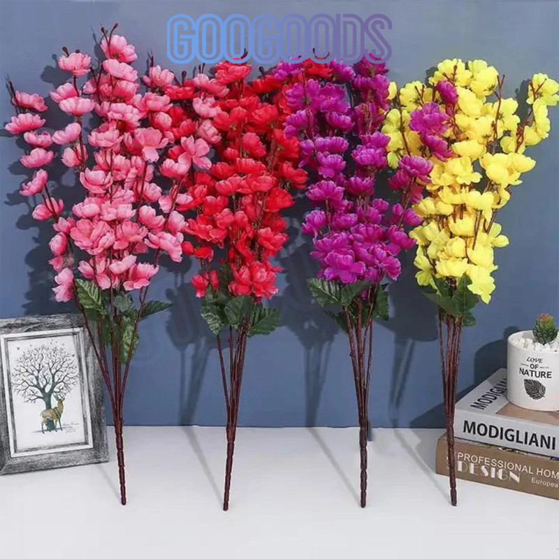 GG bunga sakura jepang cabang 7 artificial rose meihwa rumpun imlek bunga kain diy realistis efek vi