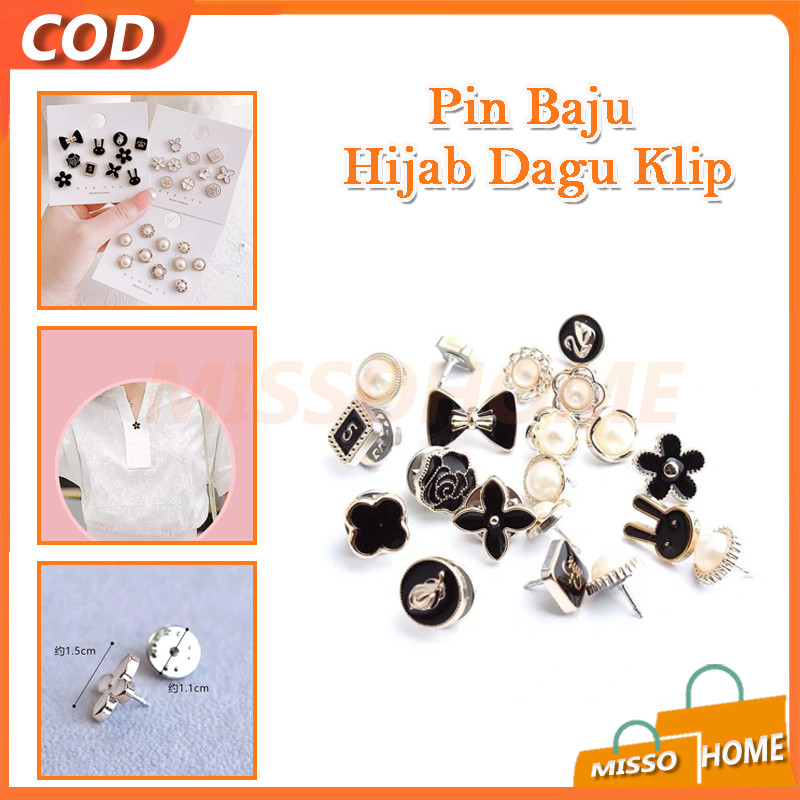 Pin Baju Hijab Dagu Klip / Pin Baju Hijab Aksesoris Fashion Wanita Korea / Bros Kancing Mutiara Anti