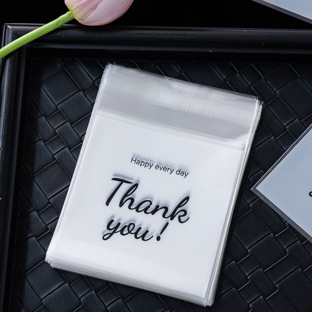 

100pcs Thank You Clear Self Adhesive Treat Cellophane Bag for Cookie Party Favors Candy Jewelry Display Packaging Supplies