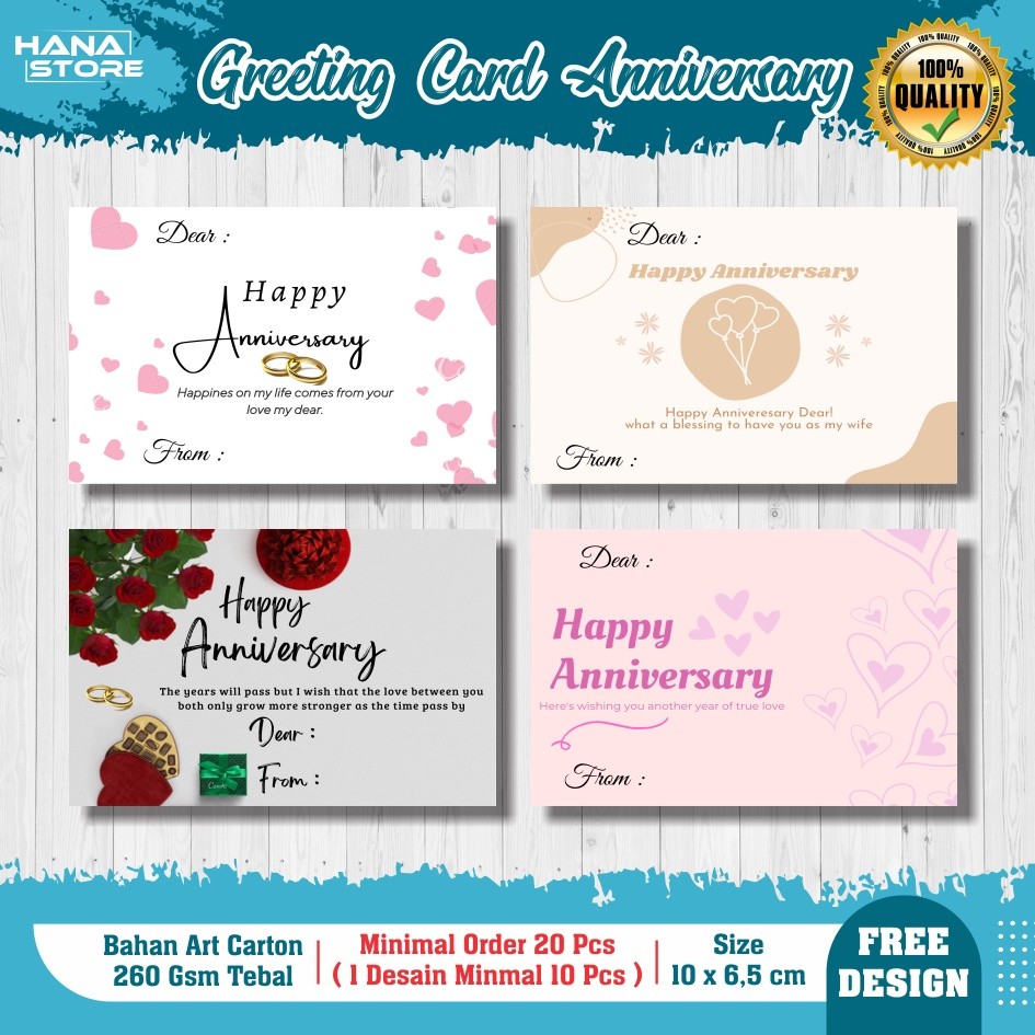 Greeting Card ANNIVERSARY - Gift Card - Kartu Ucapan Anniv - Greeting Card Polos - Kartu Ucapan Polo