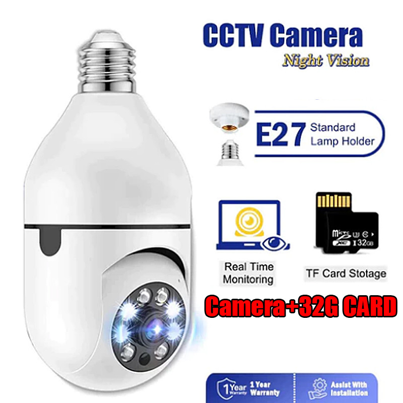 CCTV Lampu V380 Pro 3MP Kamera CCTV Wifi Lampu CCTV 360 Derajat Panoramic Smart CCTV Bohlam IP Camer