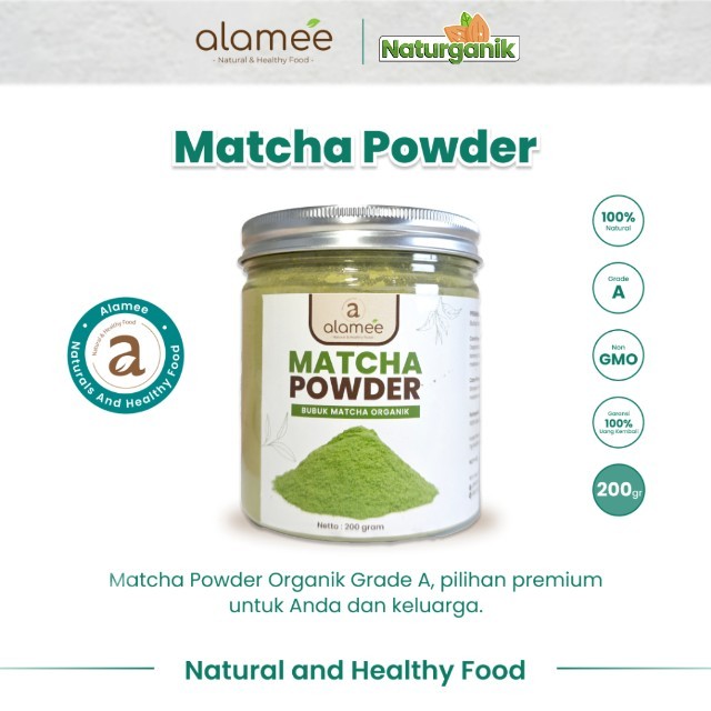 

ALAMEE Matcha Powder Minuman Teh Matcha Pure PREMIUM Matcha Tea Powder Tanpa Campuran Gula 200gr Naturganik