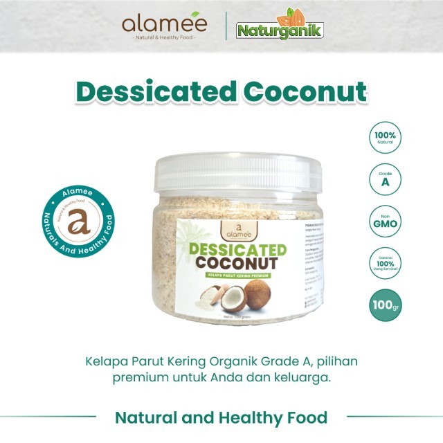 

ALAMEE Dessicate Coconut Kelapa Parut Kering Coconut Flakes Topping Kue Kelapa Kering 100gr Naturganik