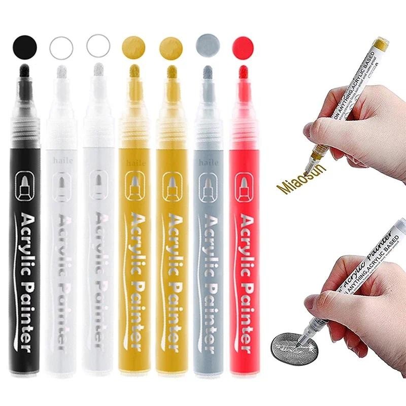 

4-10Pc Acrylic Paint Markers Pens Gold Silver White,For Fabric Rock Painting Stone Metallic Ceramic Drawing Art Supplies