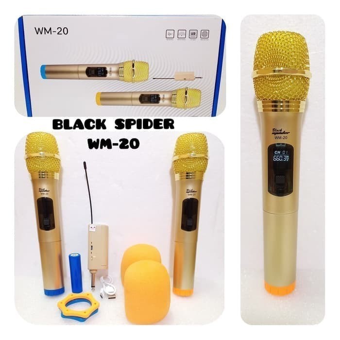 MIC MICROPHONE WIRELESS BLACK SPIDER WM-20/WM 20/WM20 ORIGINAL