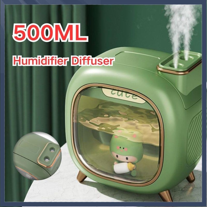 【COD】Mini Humidifier 500ML Humidifier Diffuser Air Purifier Aromatherapy Humidifier Diffuser Aroma Terapi Essential Oil 500ML+7 Color Led