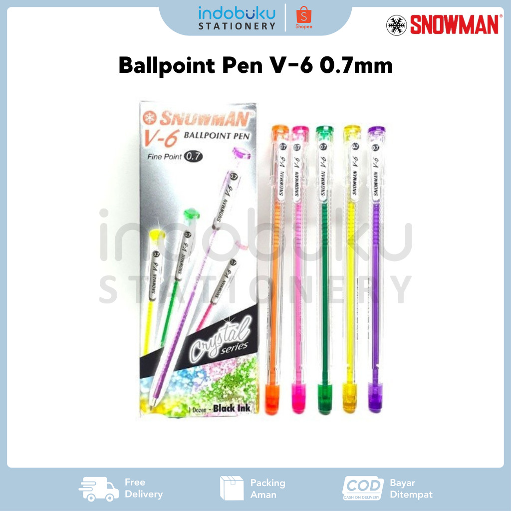 

Ballpoint Pen V-6 Snowman 0.7 / Pulpen V-6 Snowman 0.7 (1Pack Isi 12Pcs)