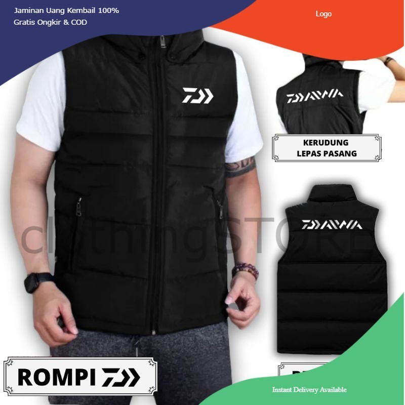 ROMPI MANCING DAIWA WATERPROOF WINDPROOF HOODIE LEPAS PASANG