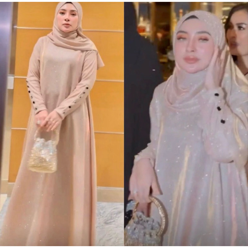 SHELLASAUKIA Gamis VIRAL Shine Set Hijab Mewah BAGUS BANGET keren keren