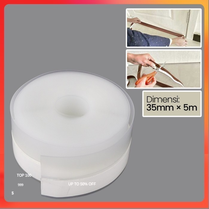 

Lakban Rubber Flex Door Seal Strip Bottom Waterproof 35 mm x 5 M