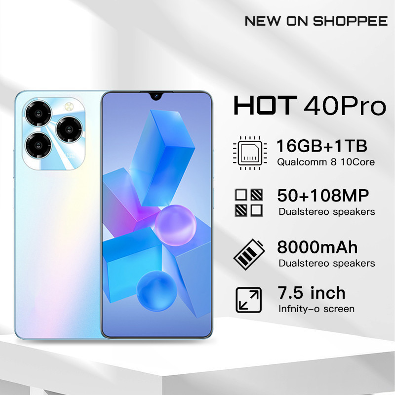 【Bisa COD】handphone Hot 40 Pro Original 7.5inci ori Smartphone  cuci gudang 2023 android Garansi res