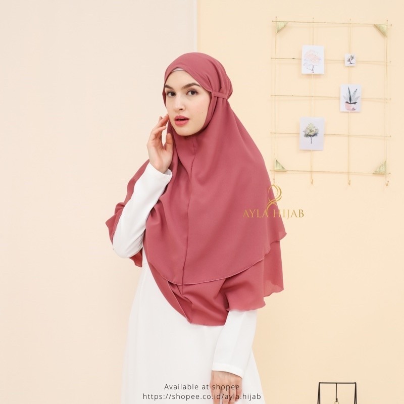 Khimar Kayla tali ,jumbo 2 layer non pet tali diamond AH03