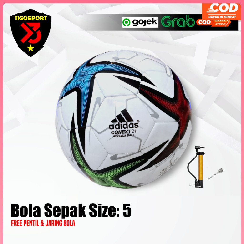 BOLA SEPAK ADIDAS CONNECT SIZE 5 BAHAN PU KUALITAS IMPORT DAN POMPA BOLA/SEPAK BOLA/BOLA SEPAK