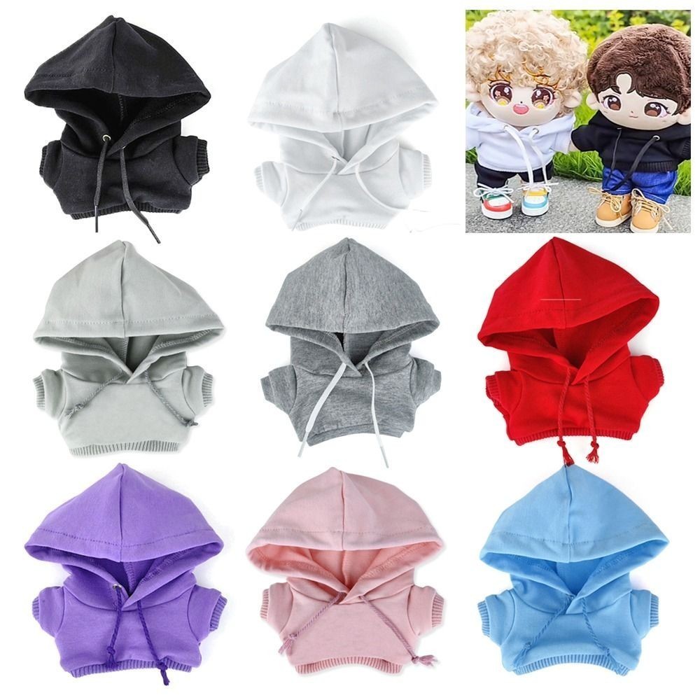 baju jaket hoodie boneka Hoodie pakaian mode buatan tangan untuk 10/15cm/20cm boneka katun pakaian S