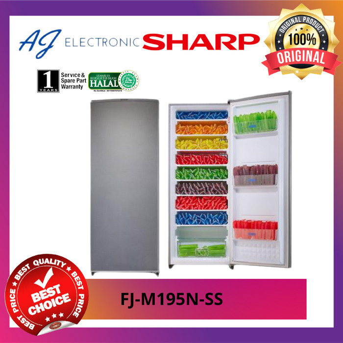 FREEZER STANDING SHARP FJ-M195N-SS / FJM195NSS / FJ-M195 , 175 LITER