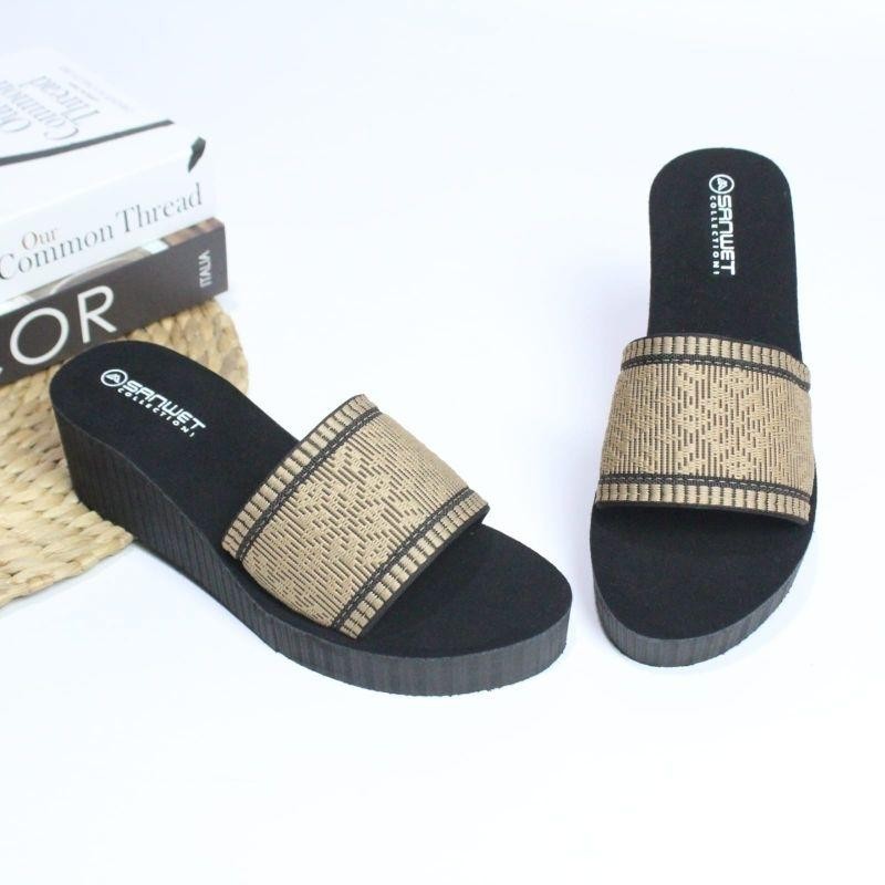 Sandal wanita wedges kekinian tinggi terbaru selop