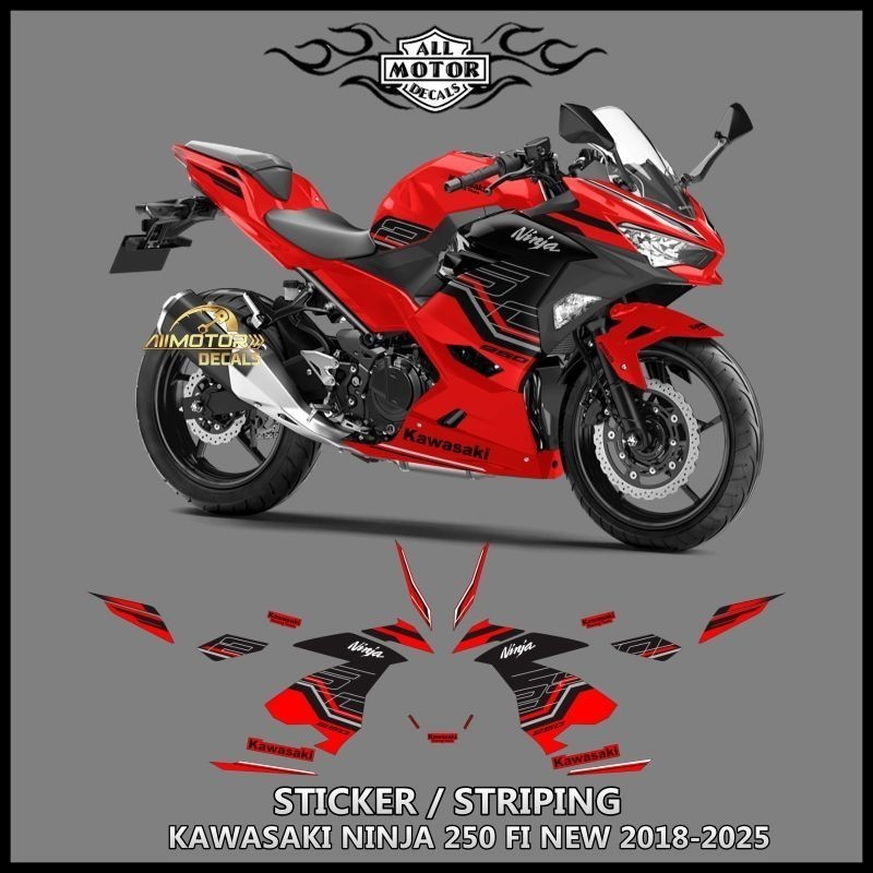 Striping Kawasaki Ninja 250 Fi New / Stiker Motor Ninja Fi 250 New Tahun 2018, 2019, 2020, 2021, 202