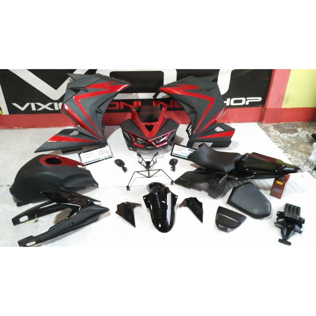 FULL FAIRING MODEL R25 V5 NEW VIXION dan OLD VIXION HITAM MERAH