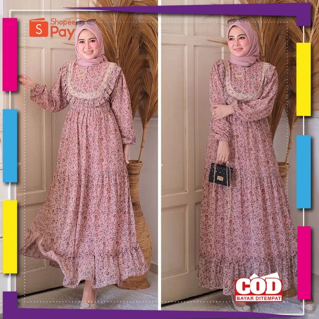 [PREMIUM BIG SALE] GAMIS TERBARU SAKURA DRESS BO DRESS KONDANGAN MAXY DRESS KEKINIAN BAHAN CERUTY BA