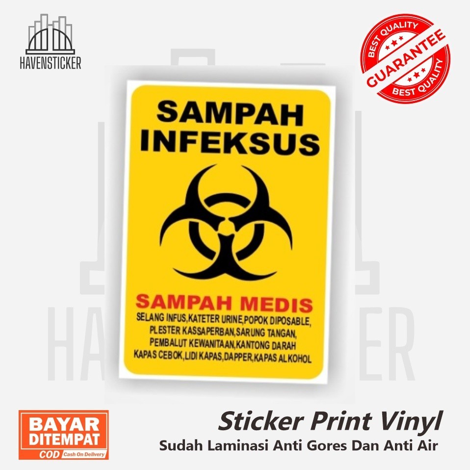 

Stiker print vinyl Penanda Tempat Jenis Sampah Infeksus laminasi anti air