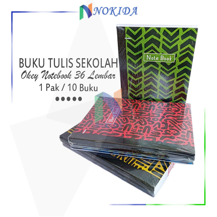 

Nokida Buku Tulis Panjang Okey Notebook 36 Lembar (1 Pack/10 Buku) / Perlengkapan Sekolah / Atk / Write Book B5