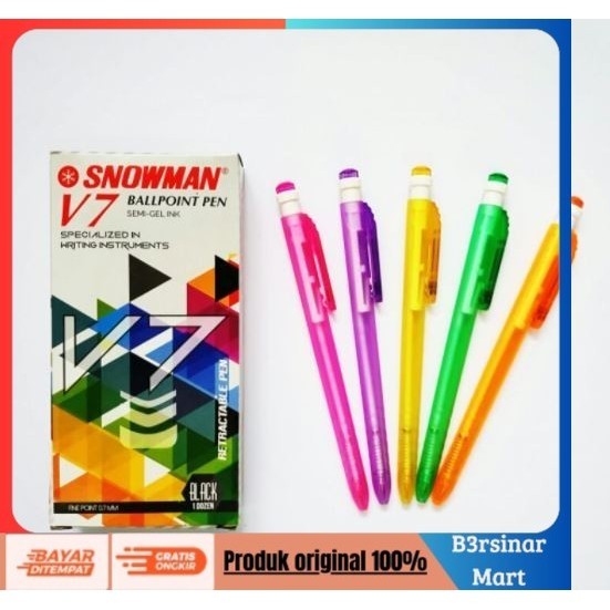

[[KUALITAS TERBAIK]] Pulpen Cetek SNOWMAN V7 / Pen Snowman Murah Hitam COD