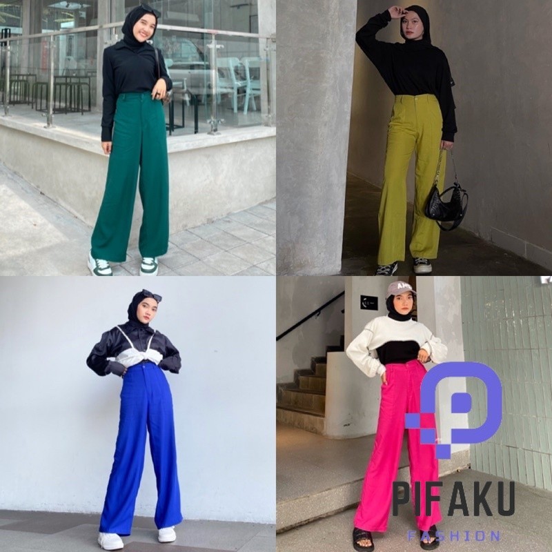 PIFAKU - KULOT HIGHWAIST YORA KANCING KATUN TWISTCONE / HAWAI RAYON PREMIUM / ABIGAIL LONG CULLOTE /