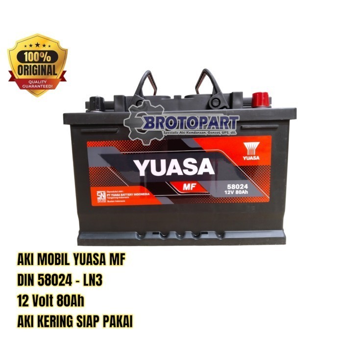 Aki Mobil Innova Reborn, Fortuner VRZ Accu Kering Yuasa DIN 58024 80Ah