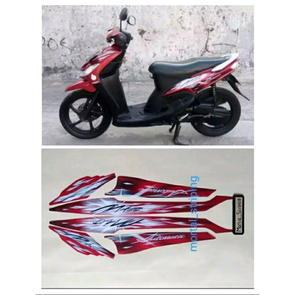Stiker Striping Bodi Motor Yamaha Mio Smile 2009 2010 Merah Sticker Lis Body Mio Sporty 2009 Merah