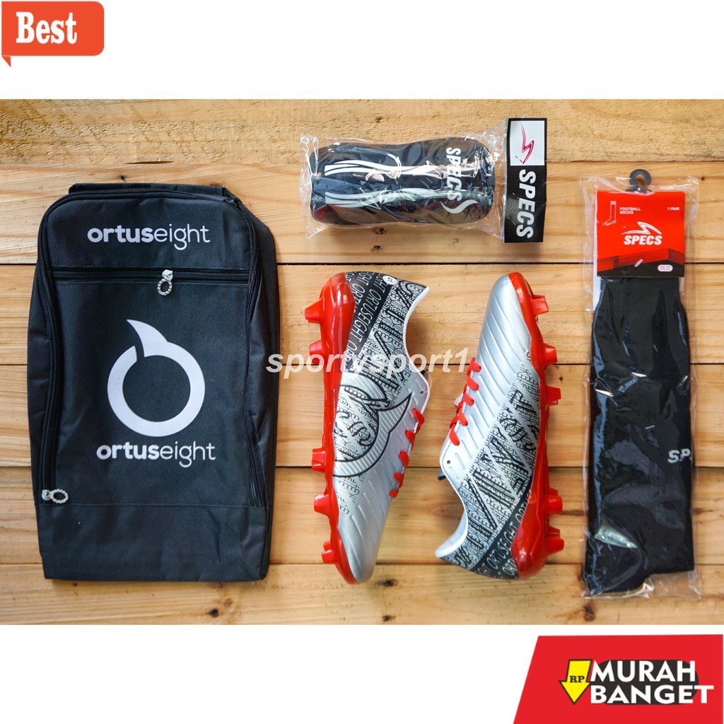 Sepatu futsal kekinian SEPATU BOLA SPEC ORTUS  RAVEN PAKET KOMPLIT ONGKIR BERSUBSIDI Sepatu Sepak Bo