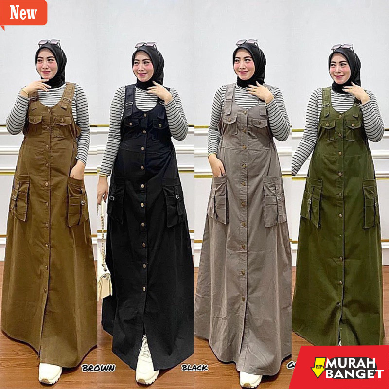 Jumsuit Wanita Kekinian OVERALL WANITA OVEROL DRESS CARGO KIMPUL GAMIS PEREMPUAN BAJU KODOK WANITA J