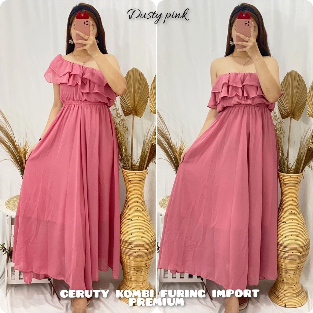 DRESS PANJANG PREMIUM CERUTY IMPORT / GAUN PESTA PANJANG / GAUN PUTIH PREWED / GAUN PESTA MEWAH ELEG