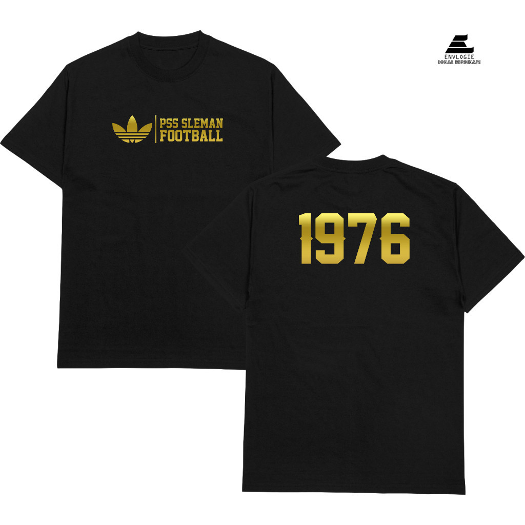 FestKaos t-shirt kaos suporter pss sleman 1976 casual gold hitam dan putih lengan pendek