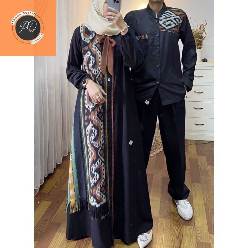 gamis tenun couple - Gamis tenun raya couple tenun kondangan - setelan baju keluarga lebaran terbaru
