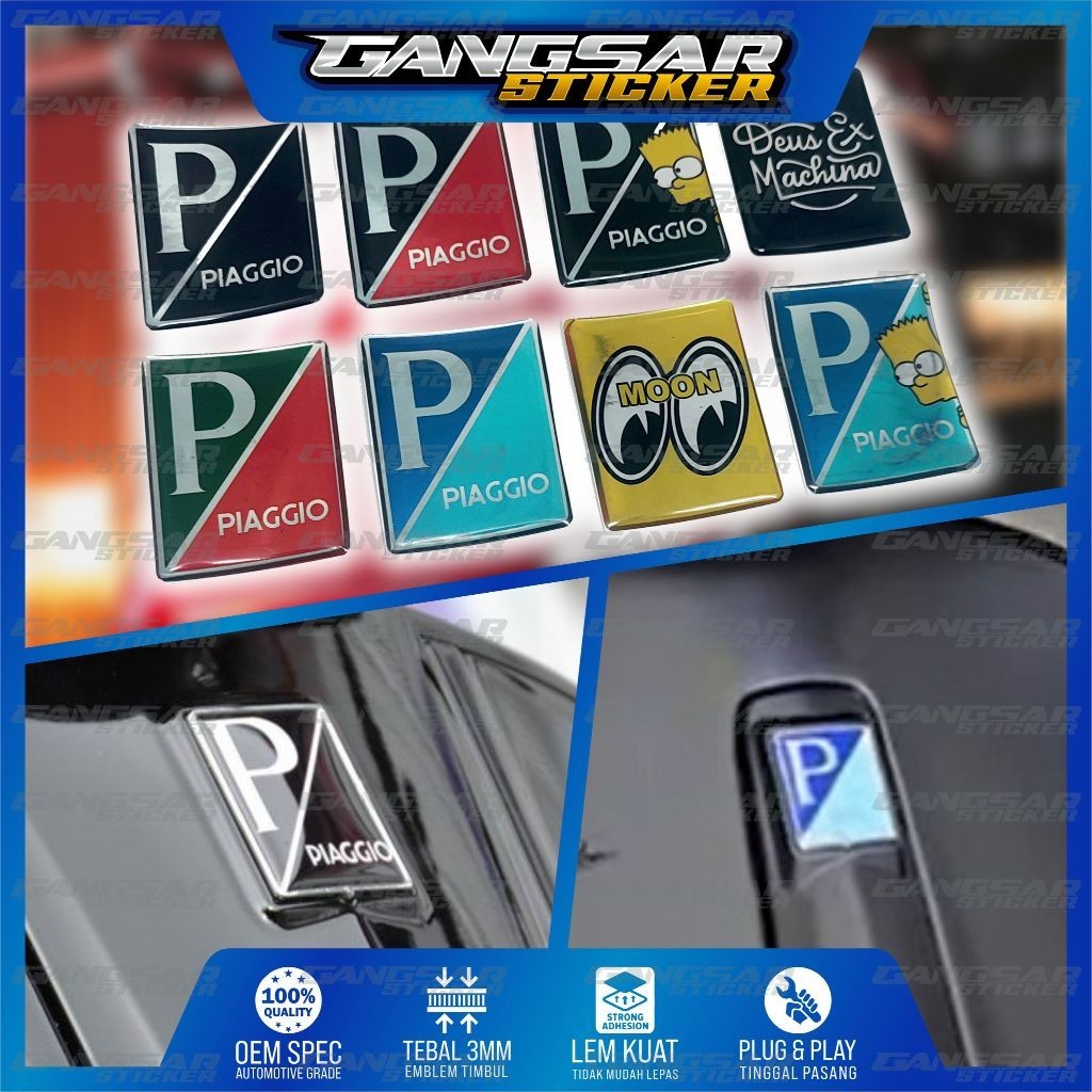 emblem timbul dasi vespa dan motor listrik u winfly t3