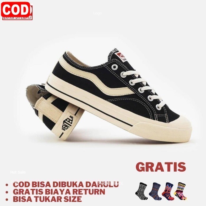 (Bonus Kaos Kaki Skate Oldschool) Sepatu Ventela Original 100% Sneakers Pria Vantela New Public Low 