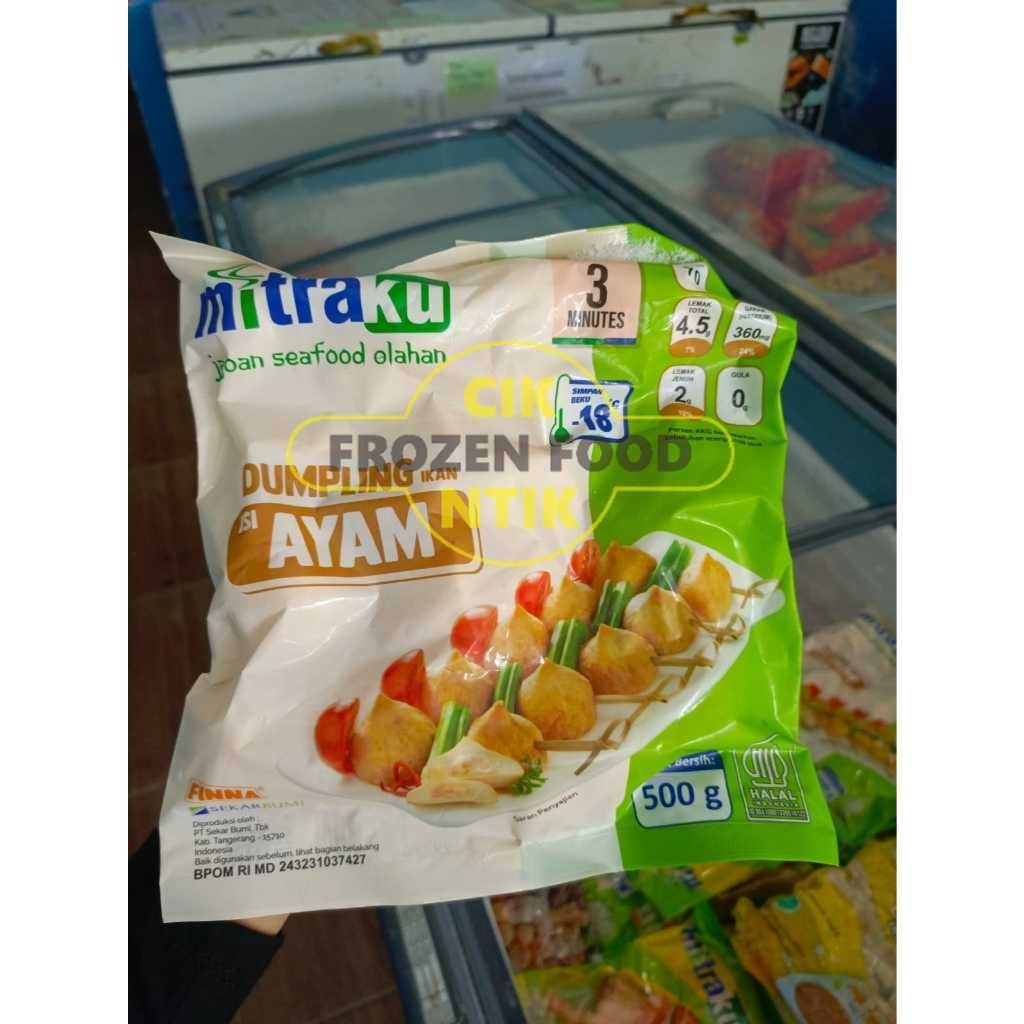

Mitraku Dumpling Ayam 500 gr Frozen food cik ntik Jambi cemilan jajanan seblak korea jepang