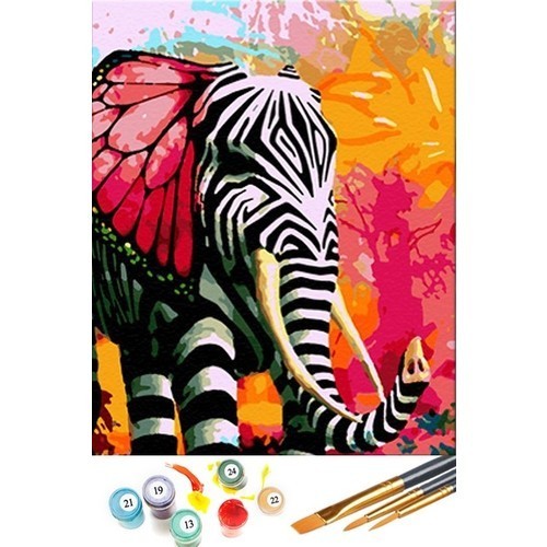 

Tabdiko Painting By Numbers Hobby Set Paint Yourself Elephant Collage