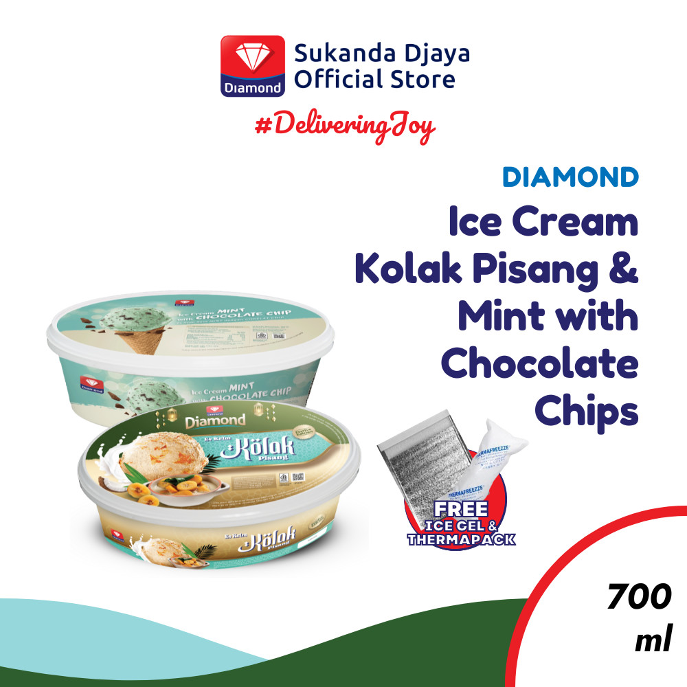 

Diamond Ice Cream Kolak Pisang + Mint with Chocolate Chips 700 Ml