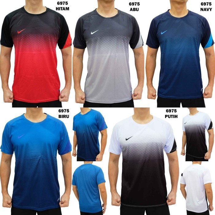 Kaos Olahraga Cowok 6975 Baju Treining Gym Lari Fitness Sport Cowok - Hitam, XL