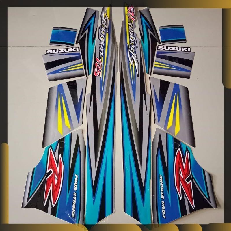 striping suzuki shogun r 125 2006 biru silver body standar