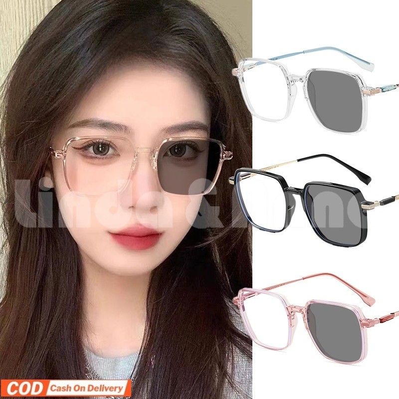 [COD] Kacamata Photocromic Wanita Lensa Kotak Desain Terbaru Frame & Lensa Fotokromik Sunglasses Kac