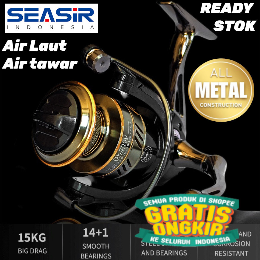 COD RyobiSeasir DK Reel Pancing Full Besi Semua Logam Memutar Gulungan Pancing 1000-7000 Seri 14 + 1