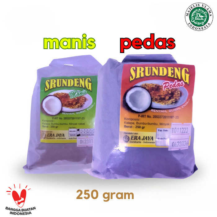 

Serundeng Kelapa Solo Manis dan Pedas Merk Era Jaya 250 gram