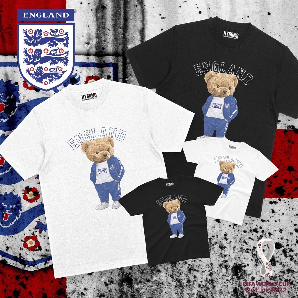 KAWKAWKAOS Kaos Piala Dunia "Bear England" - FIFA World Cup Qatar 2022/Timnas Inggris