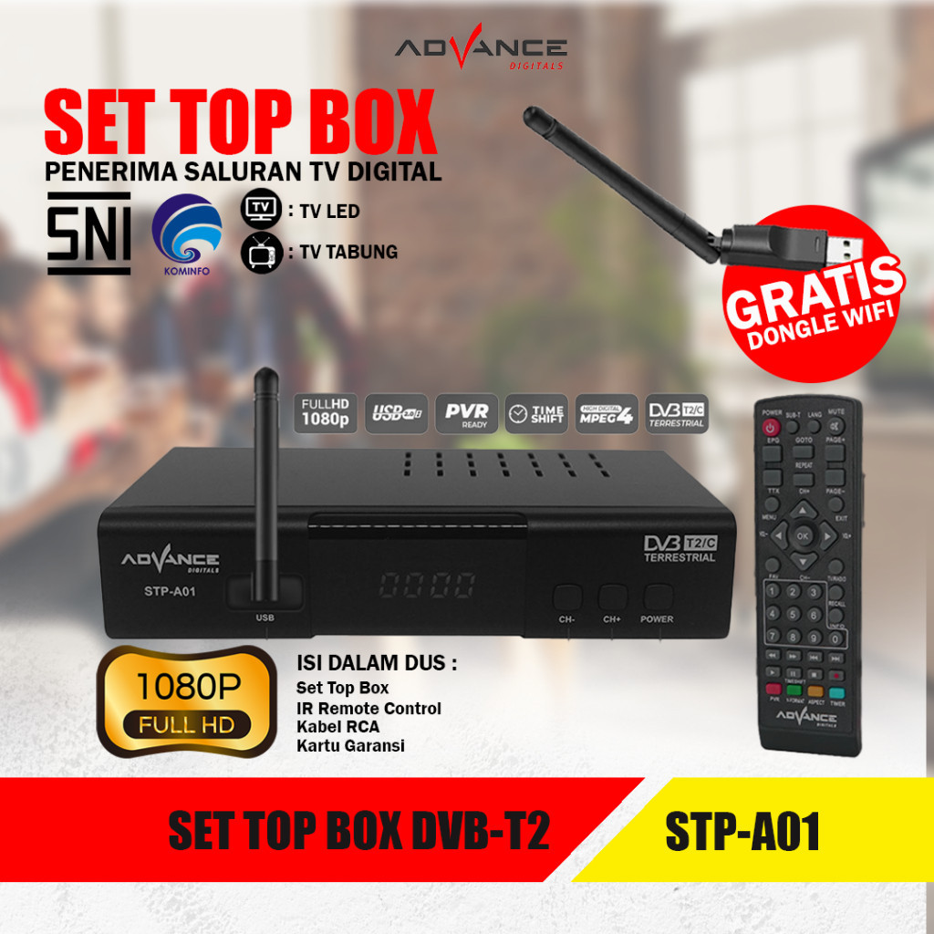 Advance Set Top Box STP-A01 Set Top Box STB untuk Smart TV Tabung