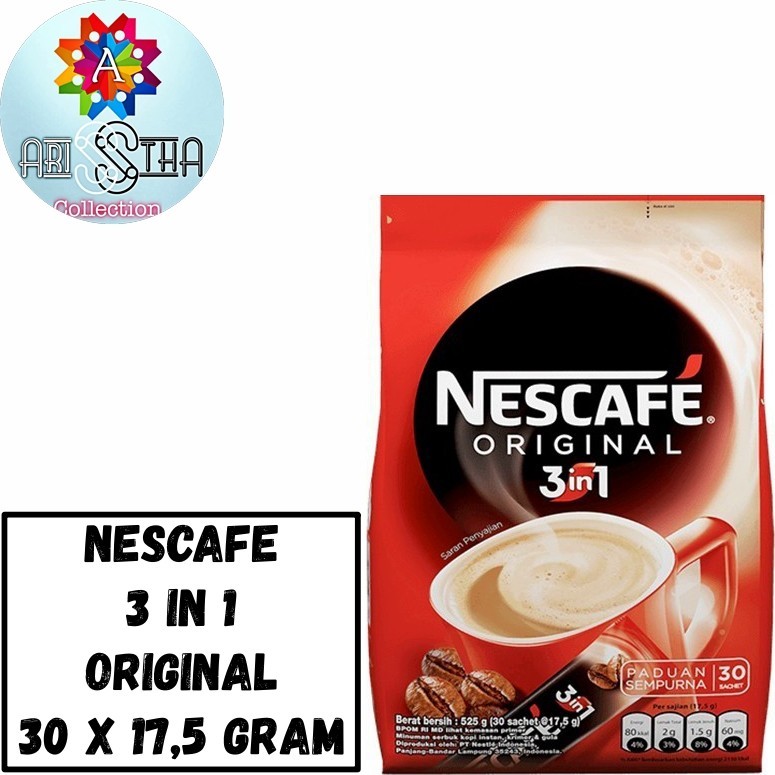 

Nescafe Kopi Instan 3 in 1 Kemasan isi 30 Pcs 17,5 Gram