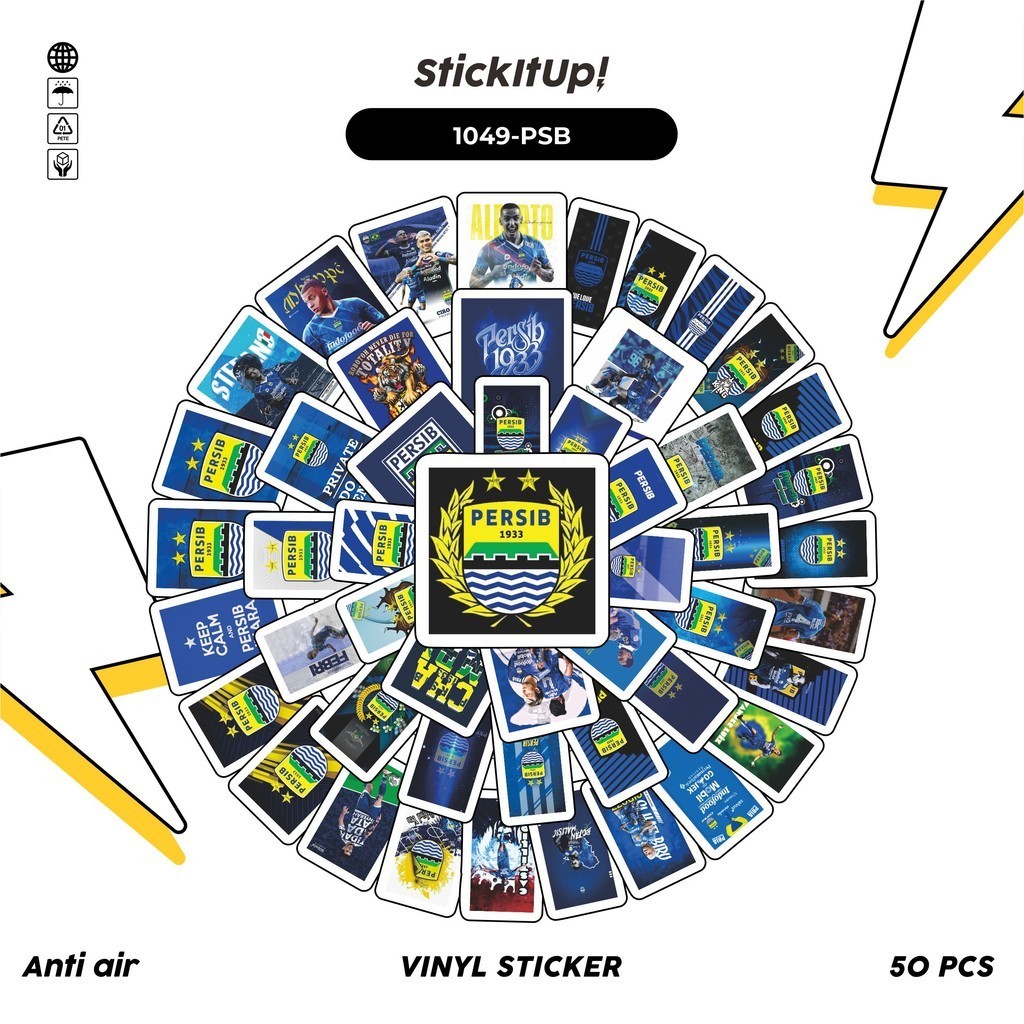 

COD✨ 100 Pcs Stiker Pack Klub Bola Persib Lucu Aesthetic Vynil Waterproof untuk Freebies Sticker Buku Journal Casing HP Laptop